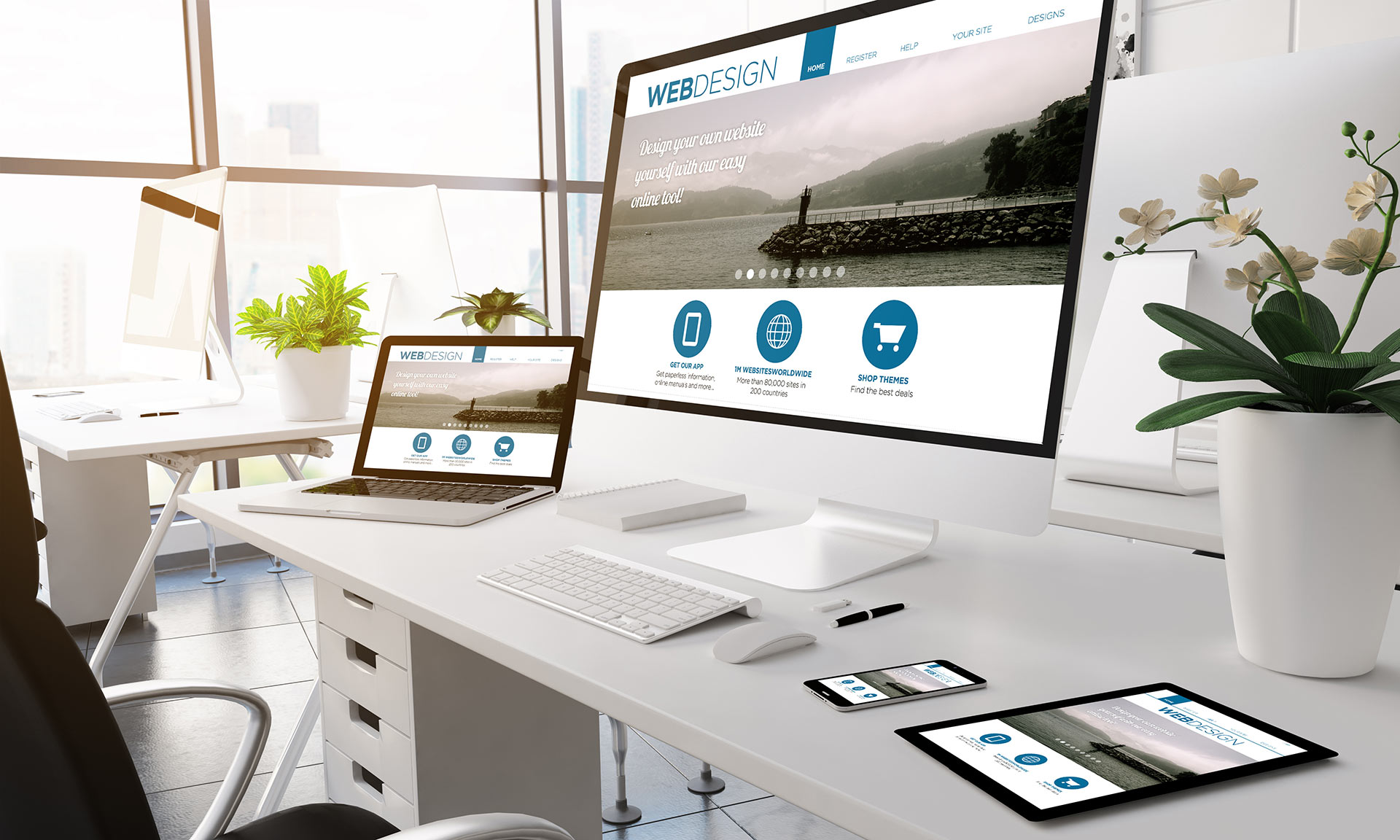 Modernes, responsives Webdesign-Projekt auf mehreren Endgeräten